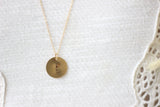 Long Initial Necklace Gold Disc