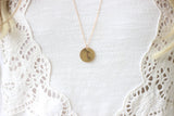 Long Initial Necklace Gold Disc