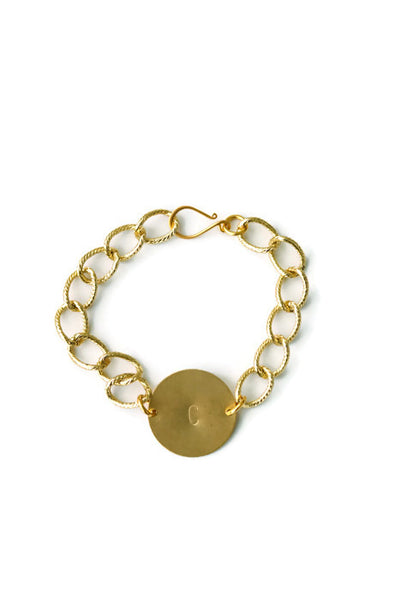 Large Initial Disc bracelet