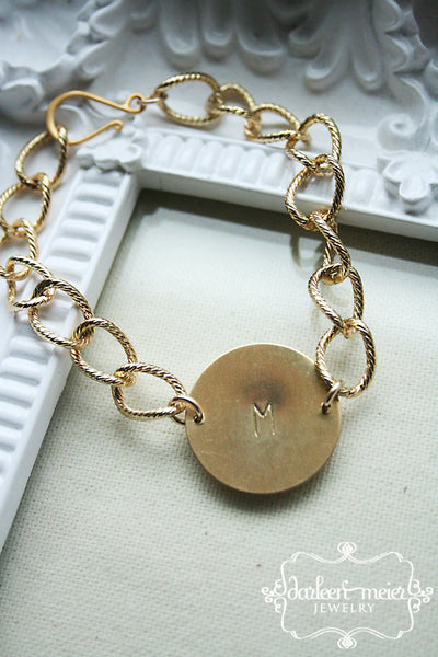 Large Initial Disc bracelet