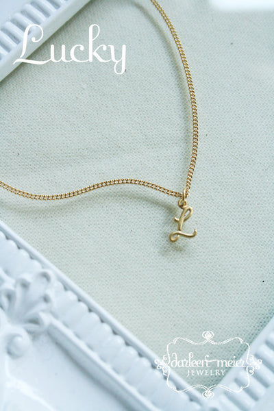 Letter charm necklace script cursive Initial Personalized Necklace