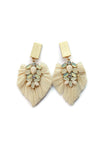 Stacia Raffia Long Crystal gemstone fan Earrings || Darleen Meier Jewelry