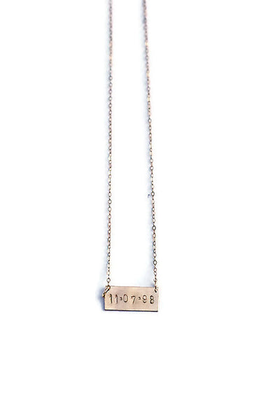 Short Bar Stamped Necklace