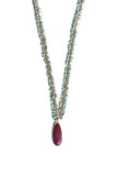 Turquoise Beaded Long Necklace with Agate Stone | Darleen Meier Jewelry