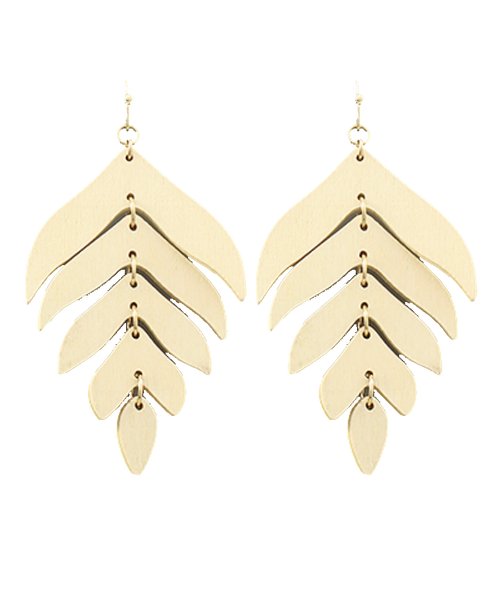 Wood Leaf Earrings