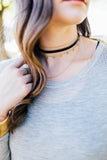 Suede Choker with Three Chains