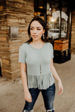 Billie Black Circle Quartz Disc Long Tassel Chain Necklace || Darleen Meier Jewelry