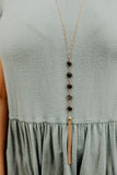 Billie Black Circle Quartz Disc Long Tassel Chain Necklace || Darleen Meier Jewelry