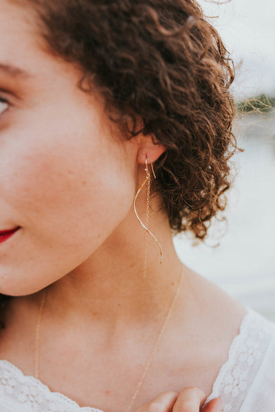 Long Twirl Chain Earrings