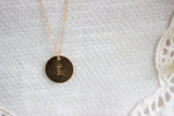 Long Initial Necklace Gold Disc