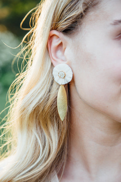Rachel Raffia Marquise Brass Earrings