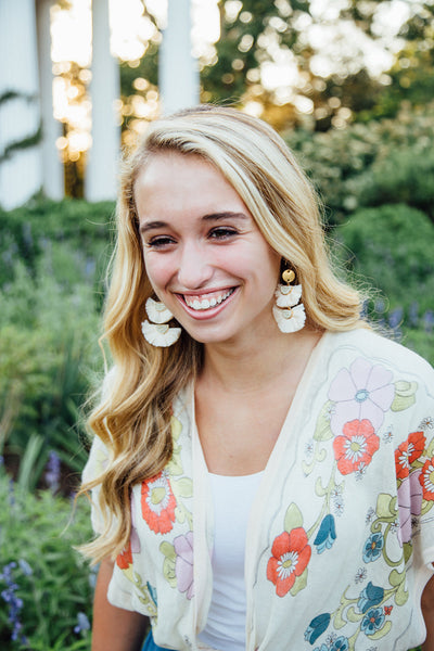 Shelly Raffia Double Fan Earrings