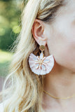 Stacy Raffia Starburst Gemstone Fan Earrings