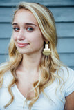 Jesse Girl Rectangle Gold Drop Pendant Earrings