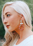 BEA CIRCLE DANGLE EARRINGS with seed beads and mother of pearl || Darleen Meier Jewelry