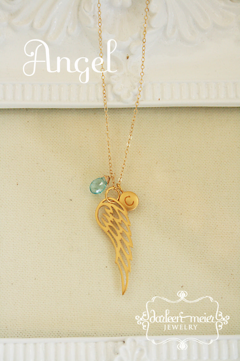 Angel wing birthstone necklace deals