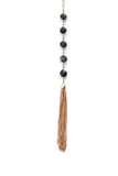 Billie Black Circle Quartz Disc Long Tassel Chain Necklace || Darleen Meier Jewelry