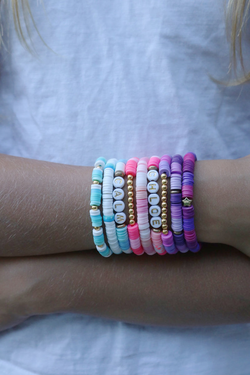 Pink and yellow clay beads bracelet (child)