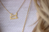 Best Friend script necklace gold
