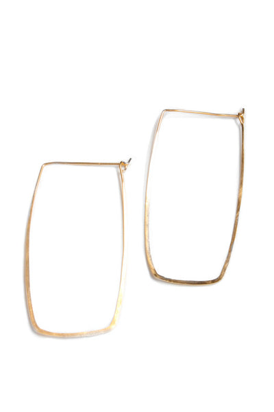 Rectangle Hoop Earrings Hand-Forged Hand-Hammered