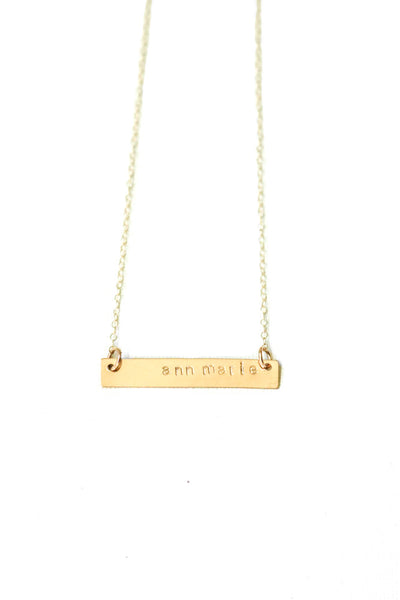 Stamped Gold Bar Necklace