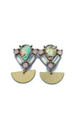 Warhol Art Deco crystal Earrings with brass components || Darleen Meier Jewelry