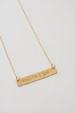 Stamped Gold Bar Necklace with Names