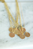 Long initial necklace gold disc | Darleen Meier Jewelry