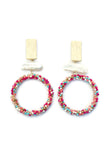 BEA CIRCLE DANGLE EARRINGS with seed beads and mother of pearl || Darleen Meier Jewelry