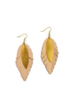 Lyle Leather Feather Brass Earrings