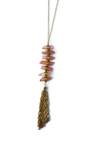 Jilly Red Quartz Ladder Necklace