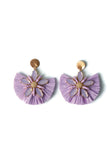 Stacy Raffia Starburst Gemstone Fan Earrings