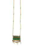 Stone Ladder Long Pendant Necklace with quartz and turquoise, modern tribal flair pendant necklace || Darleen Meier Jewelry