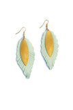 Lyle Leather Feather Brass Earrings