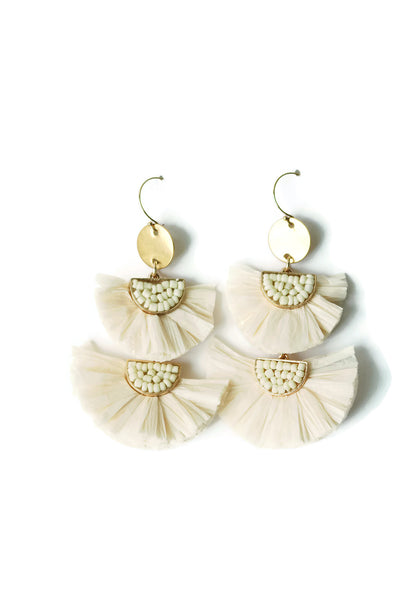 Shelly Raffia Double Fan Earrings